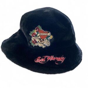 Ed Hardy Black Hat with Skull and Roses